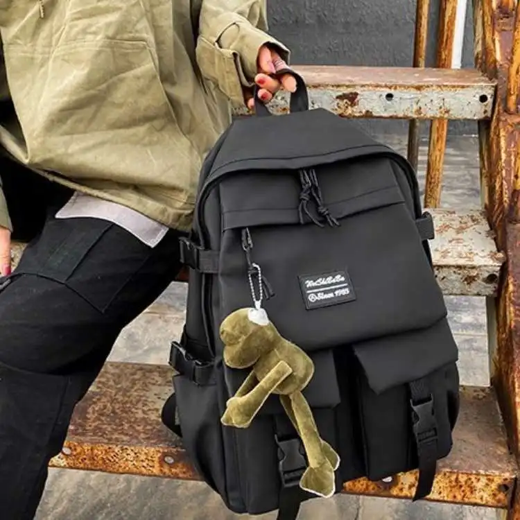 

Modern Neutral Large Capacity Men's High School Backpack Waterproof Polyester Cool Trendy Bag for 14 Inch Laptop