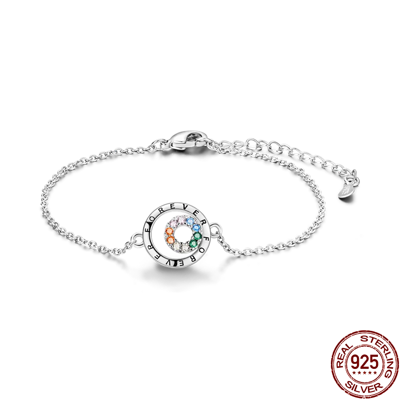 Original 925 Sterling Silver Infinity Hand of Fatima Bracelet For Women Bohemian Colorful Feather Bracelet For Gift New in