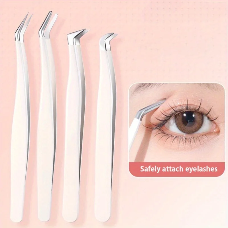 Multifunctional Tweezers Stainless Steel Eyelash Tweezers Grafting False Eyelash Patches False Eyelash Aids Portable Tweezers Be