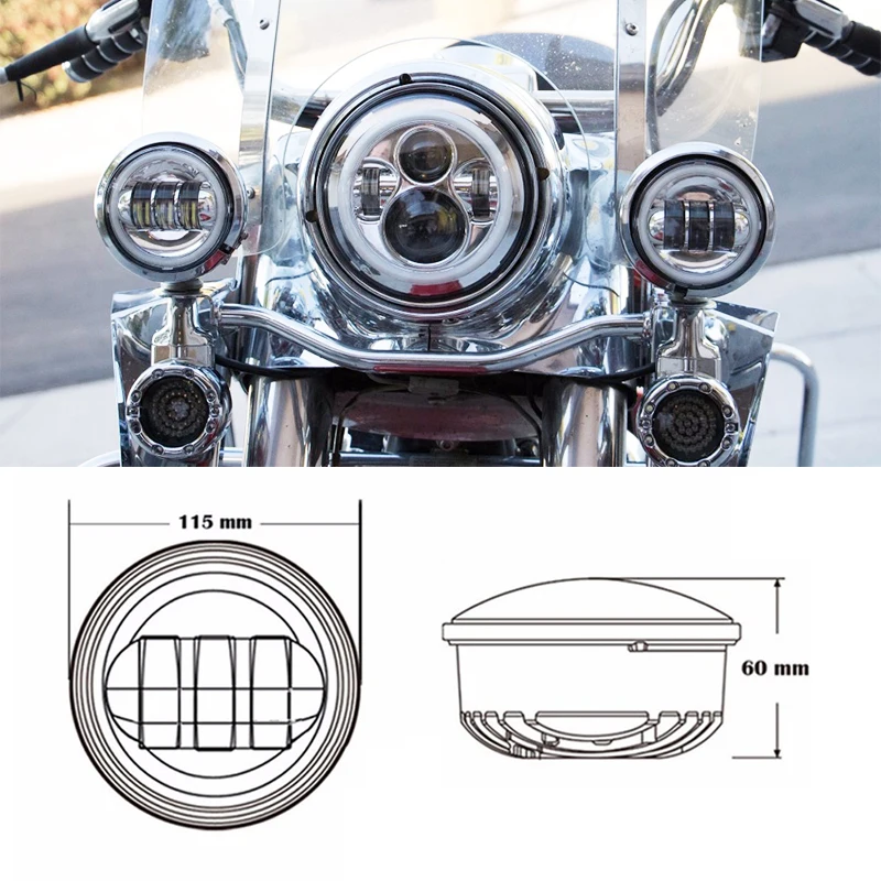 2pcs 4.5 inch Motorcycle Led Fog Light with Housing Ring Mount Bracket 30W4 1/2 Auxiliary Passing Lamp for motorcycles