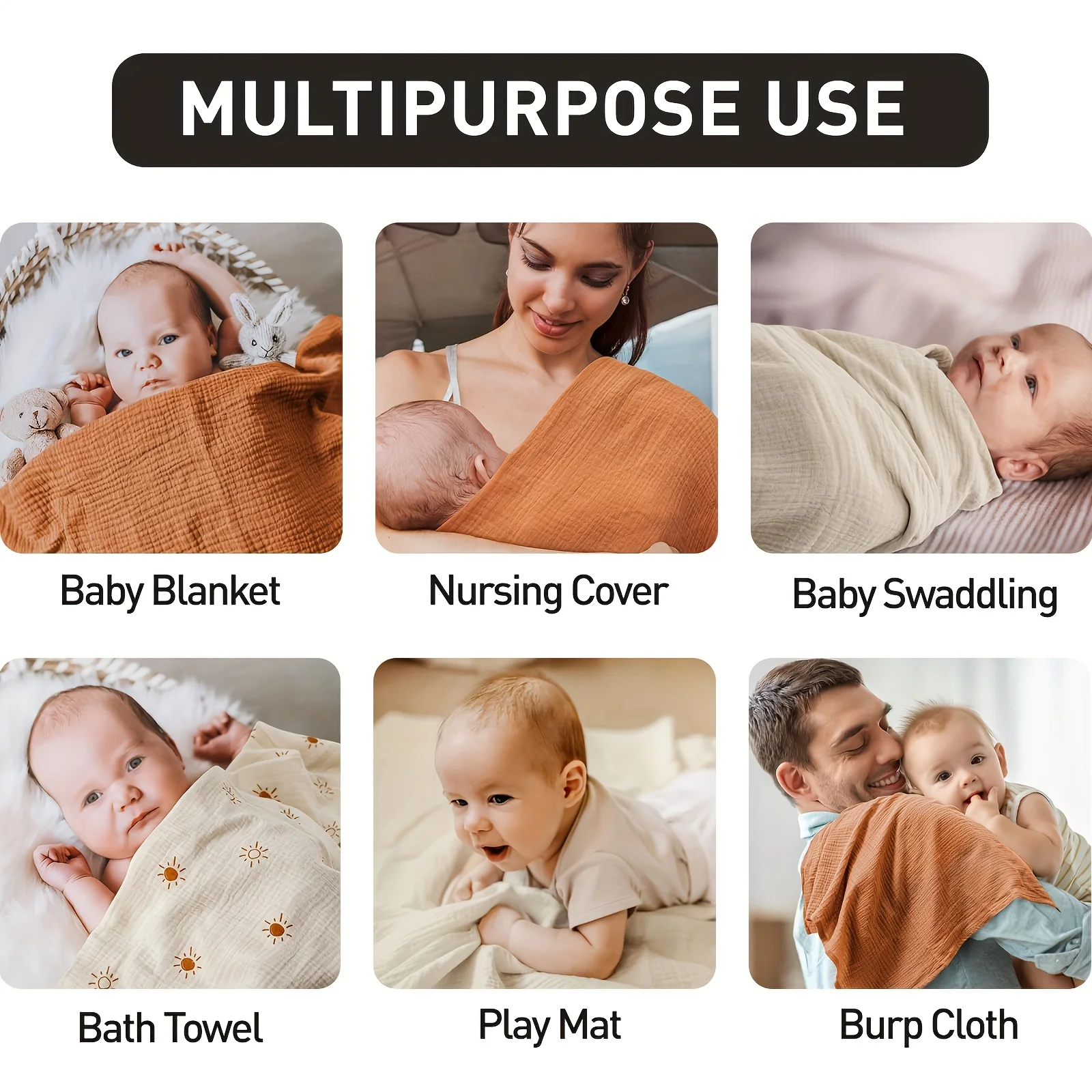 3-Pack Newborn Swaddle Blankets, Extra-Large 38x40 Inch Breathable Soft Cotton Swaddle Wraps, Essential Baby Shower Gift