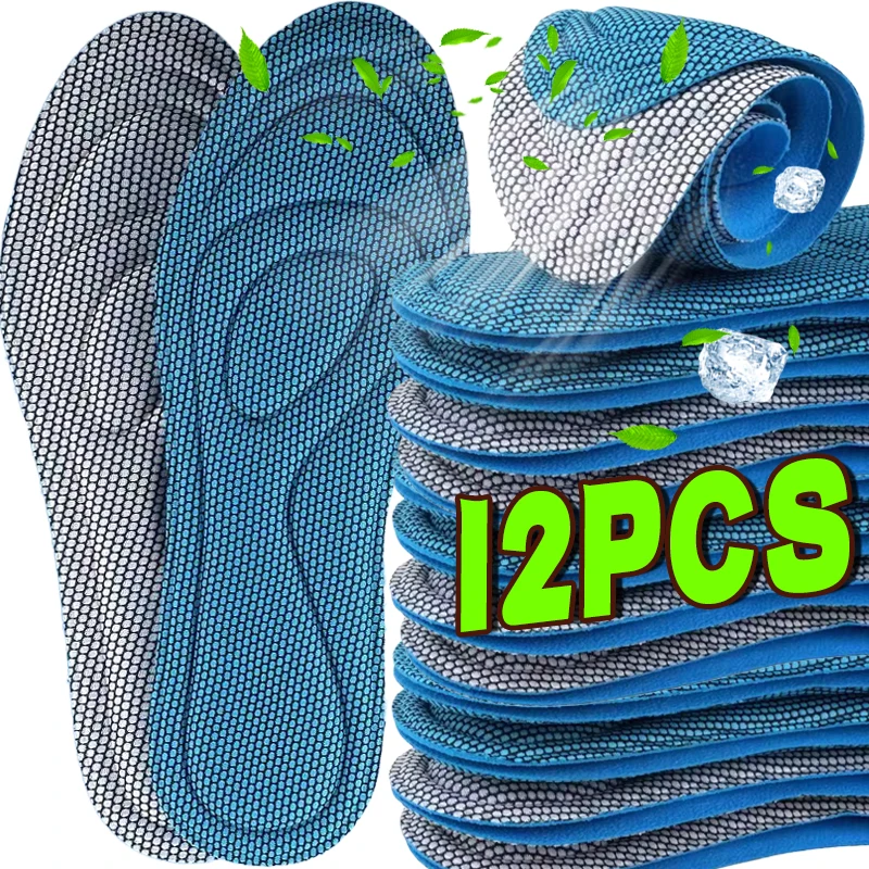 

12pcs Memory Foam Orthopedic Insoles for Shoes Antibacterial Deodorization Sweat Absorption Insert Sport Shoes Running Pads