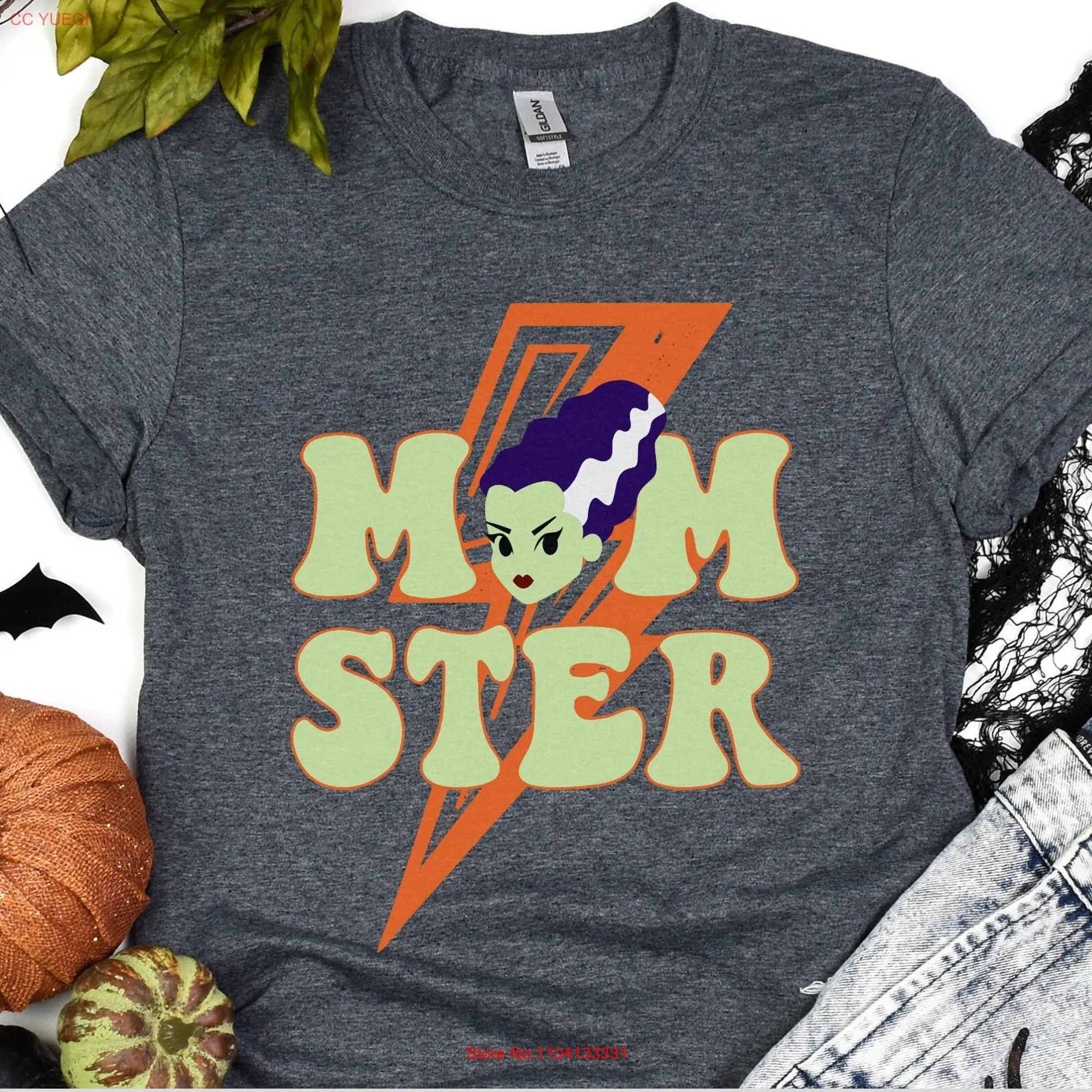 Momster Halloween T Shirt Retro Vintage for Women Mom Funny long or short sleeves