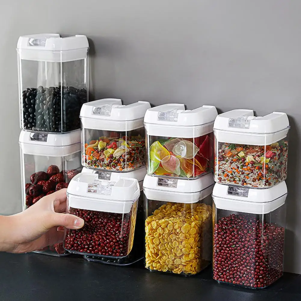 Kitchen Dry Food Dispenser Transparent Rice Grain Storage Container Sealed Storage Tank for Flour Soybean Cereal Nut Snack