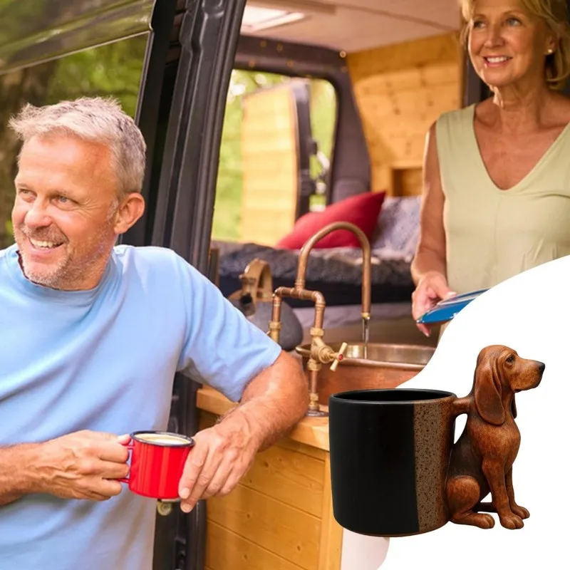 

D9-смола с ручкой в стиле ретро, кофе, чай, пиво, сок, молоко, вода, кружка, смоляная чашка для офиса, кухонная посуда для напитков, забавный дизайн с животными и собаками