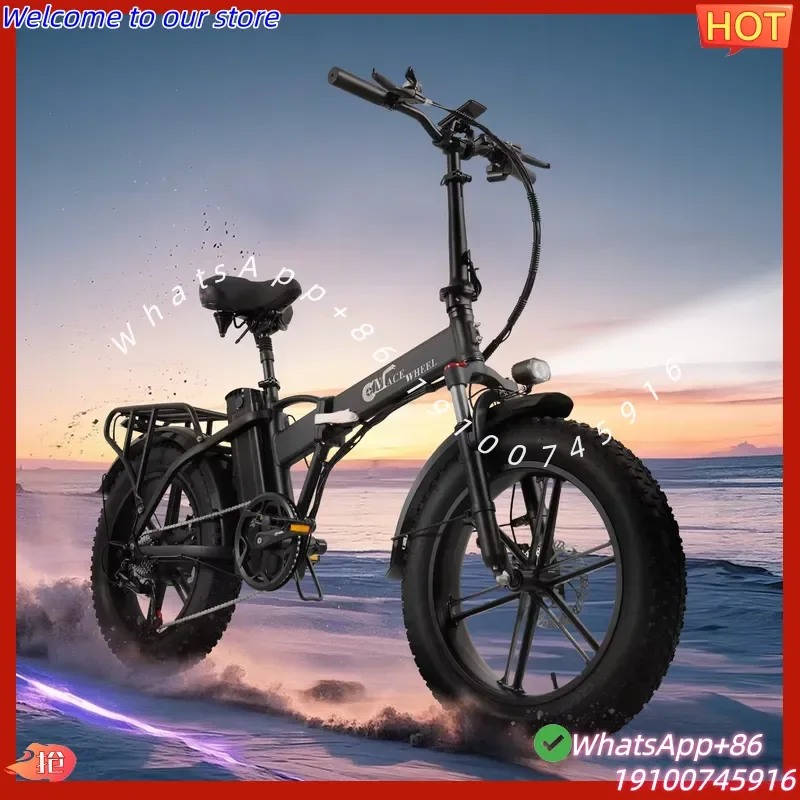 CE Mountain Off-Road 20 Inch Folding E-Bike 7 Speed Aluminum Alloy 18AH Lithium Battery Rear Hub Motor Disc Brake Oil Spring