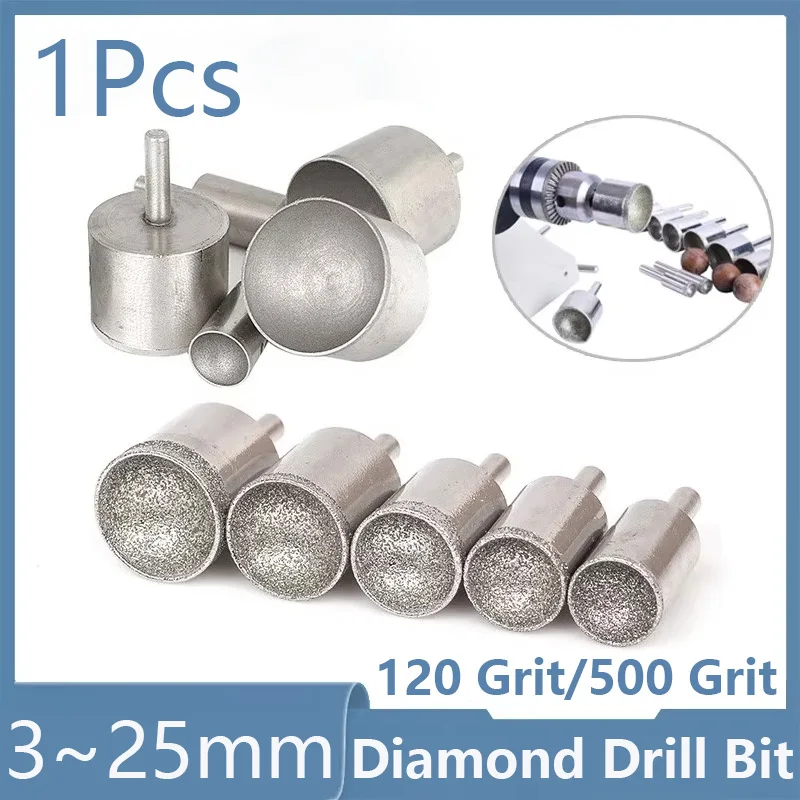 1Pcs Bead Grinding Head 3mm-25mm Diamond Spherical Concave Head Grinding Bit Jade Round Beads Polishing For Rotary Tool