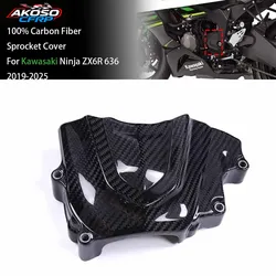 Motorcycle For Kawasaki ZX6R 636 2019-2024 2025 100% 3K Dry Carbon Fiber Sprocket Cover Guard Accessories Fairing Protector