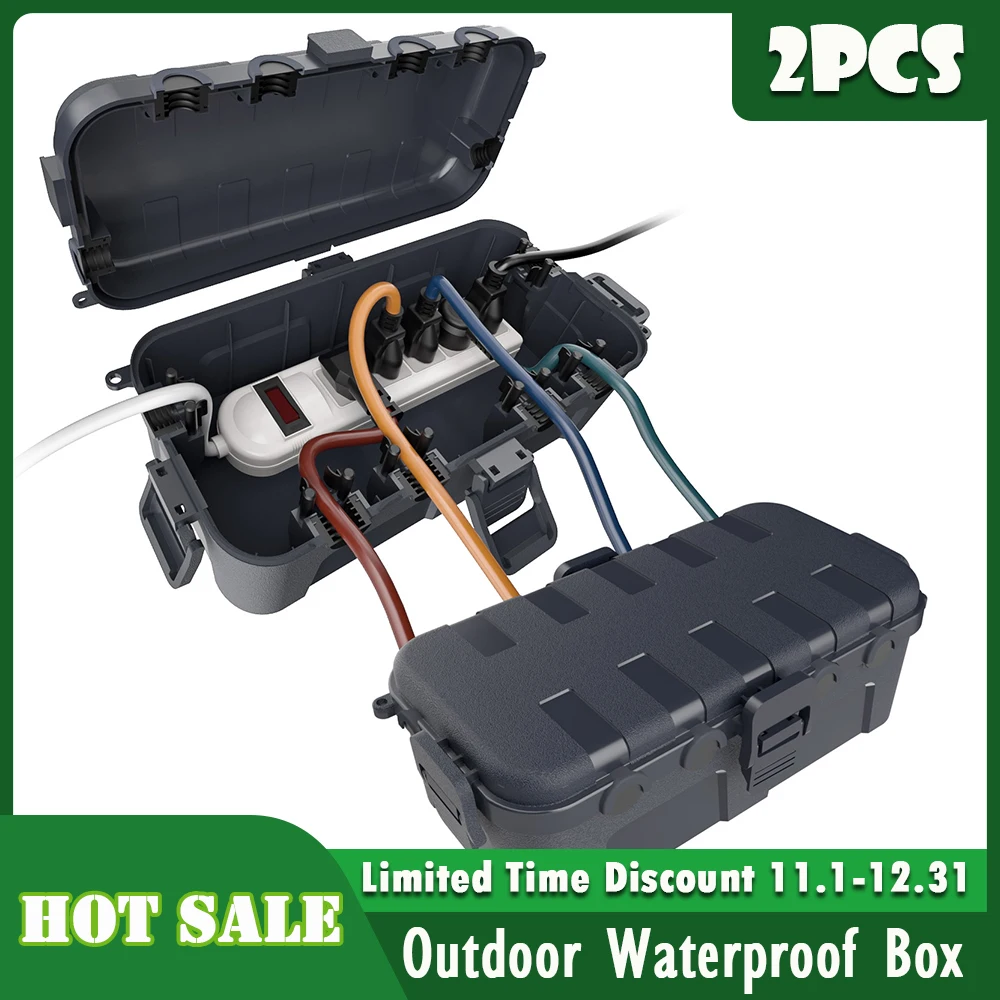 2 Pcs Medium Waterproof Cable Box IP54 Waterproof Junction Box Waterproof Tool Box For Extension Cables Power Strips Angle Plugs