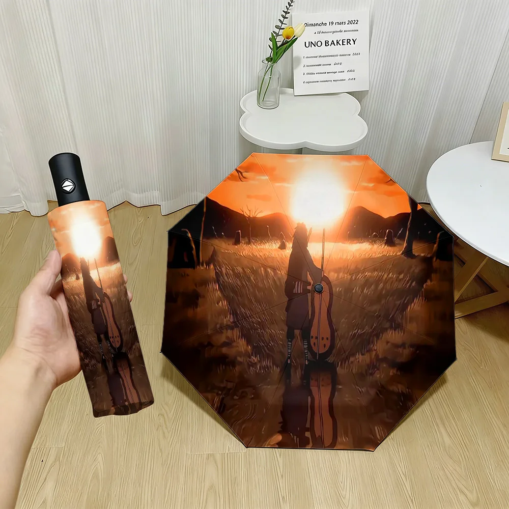 

Anime Uchiha Madara Cello Sunset Scene Print Automatic Folding Umbrella – UV Protection Sun & Rain Umbrella