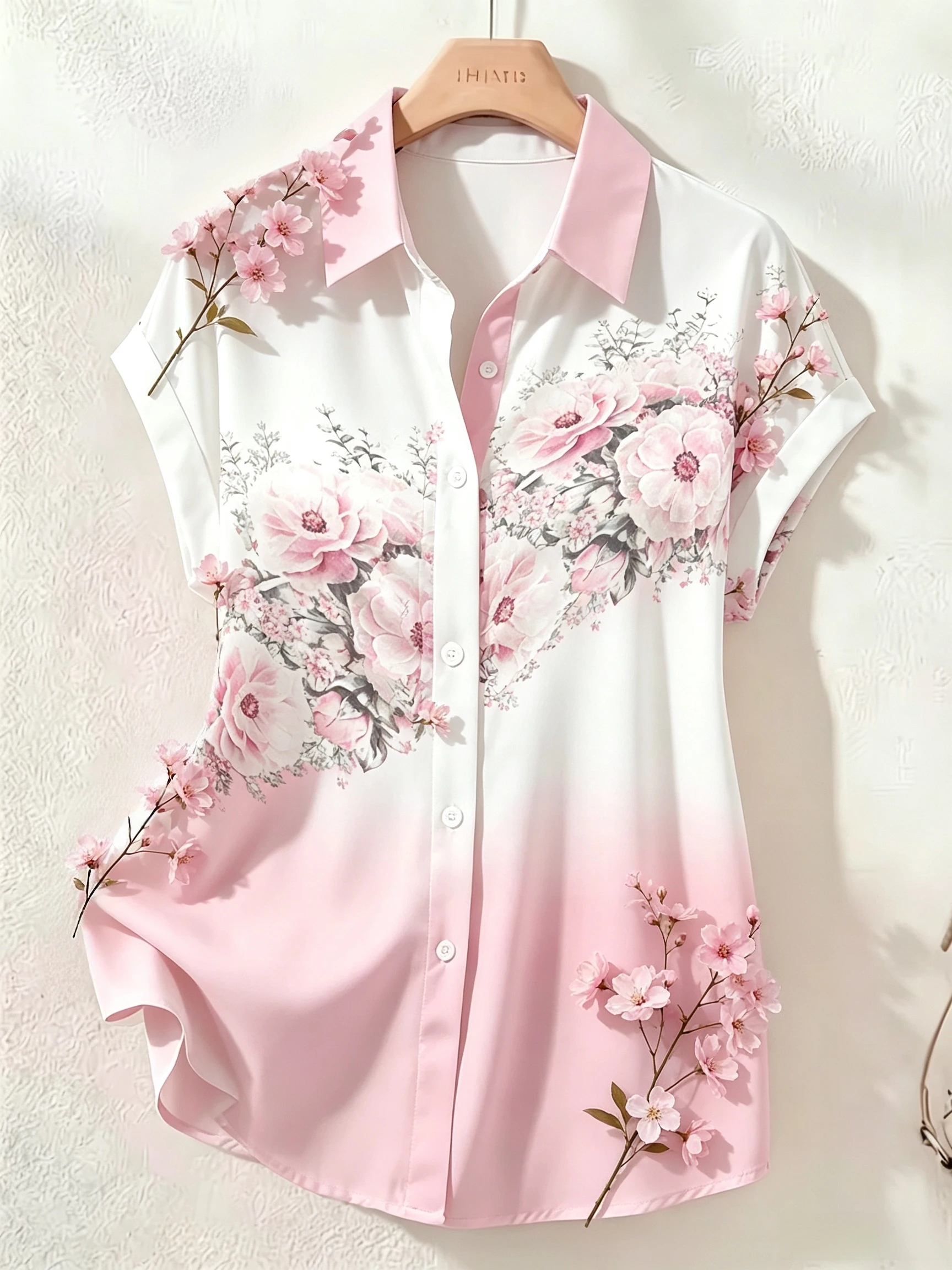 Women's Shirt Floral Graphic Elegant Tropical Shoulder down Short Sleeved Shirt Collar Regular Tops Vintage Vacation Style Shirt
