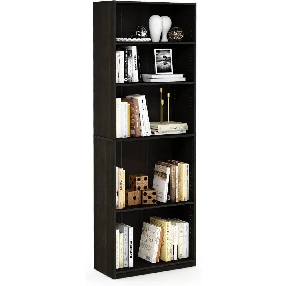 Simply Home 5-Shelf Bookcase, 5-Tier, Espresso, Book Shelf Furniture , Book Rack