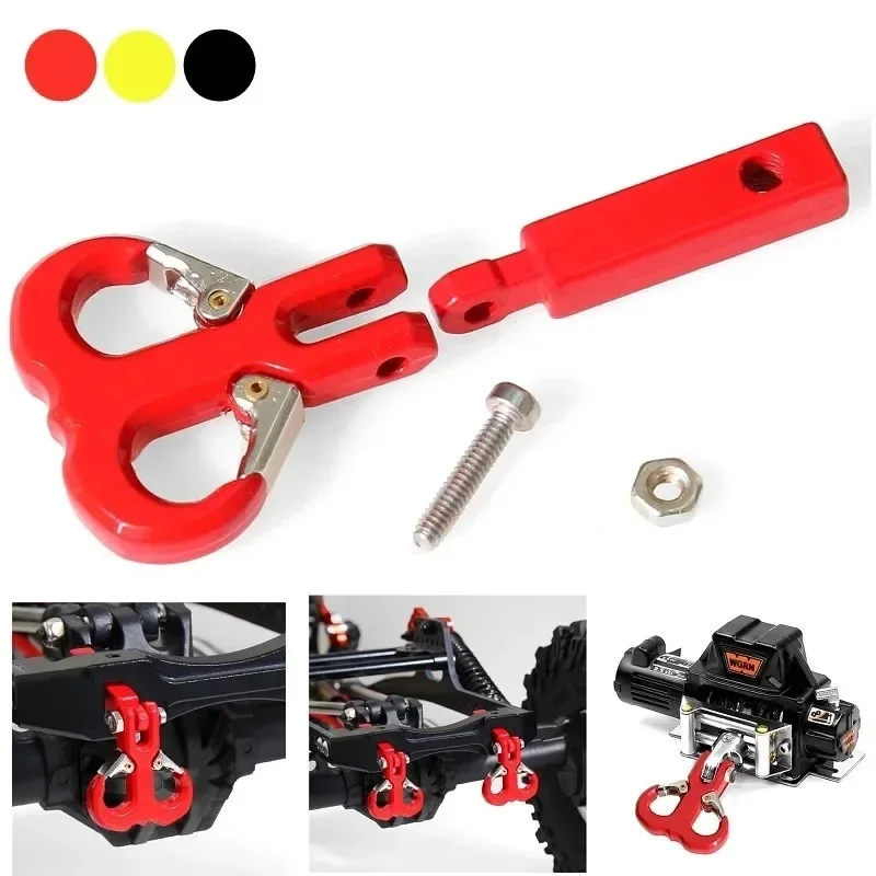 Metal Winch Bumper Tow Trailer Hook Drop Hitch Receiver for 1/8 1/10 RC Crawler Car Axial SCX10  TRX4 Parts