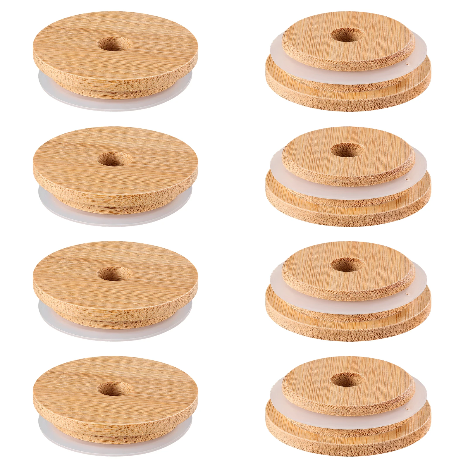 

8pcs Bamboo Cover Jar Lid Sealed Reusable Bamboo Lid For Glass Jar Eco Friendly Kitchen Storage Food Container