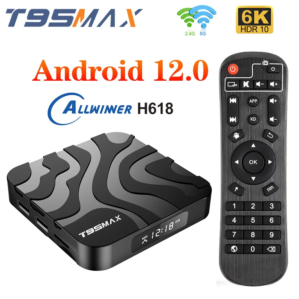 10PCS LOT Android 12.0 TV Box T95 MAX 6K 3D Wifi 2.4G&5.8G TvBox H618 Smart Media Player Super FastBox Top Box T95MAX Android12