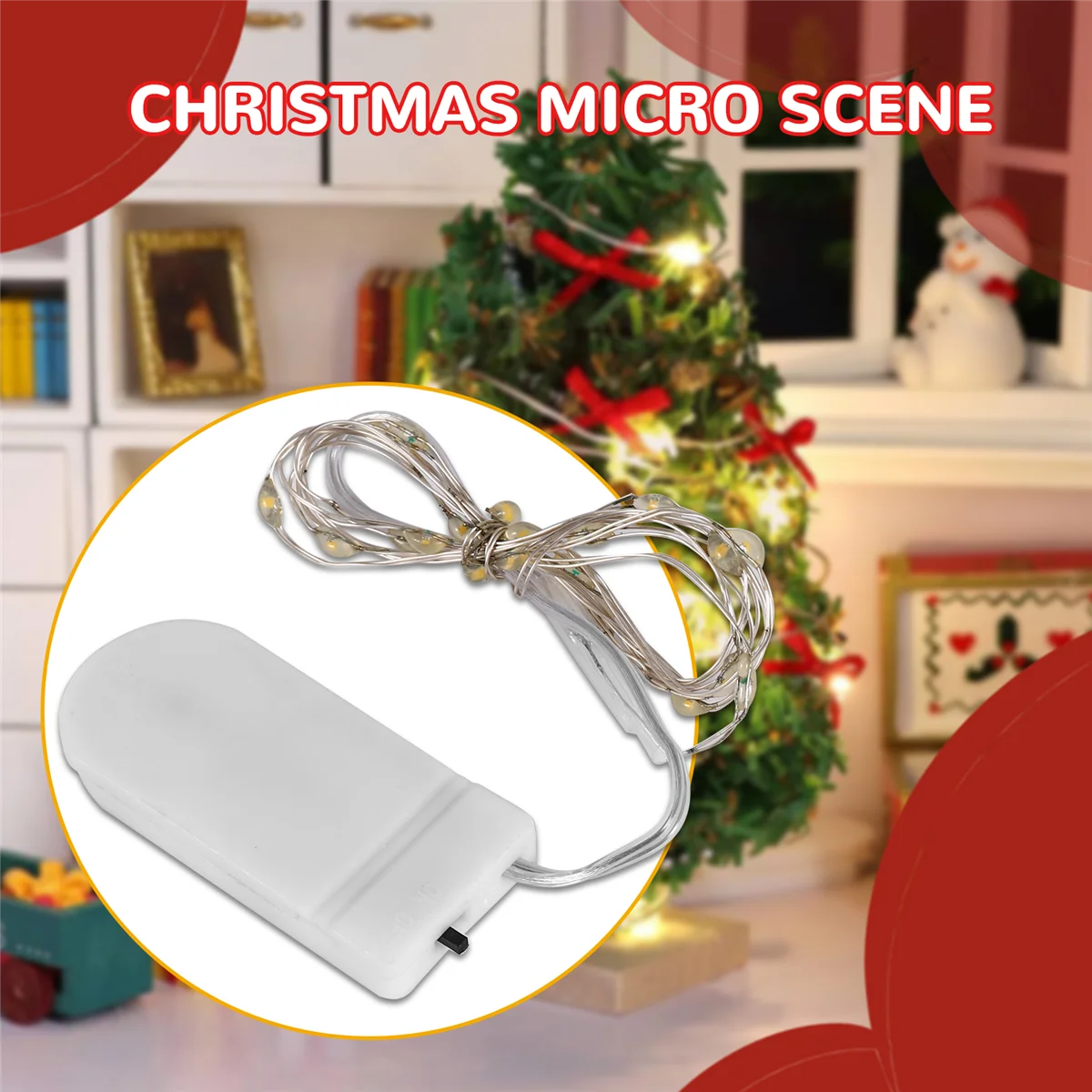 1/12 Dollhouse Miniature Led String Lights Dollhouse Christmas Tree Decor for Festival Xmas Accessories Decoration