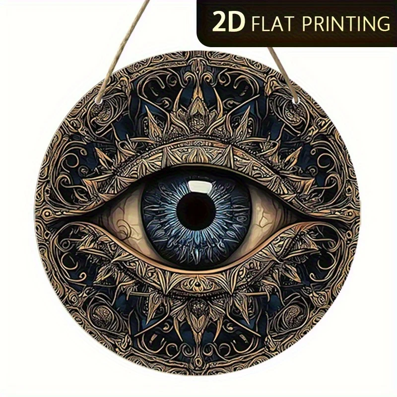 2D Flat, 2D Flat Wooden Evil Eye Aluminum Wall Art Round Decorative Sign, Suitable for Outdoor Leisure, Outdoor Sports Direction