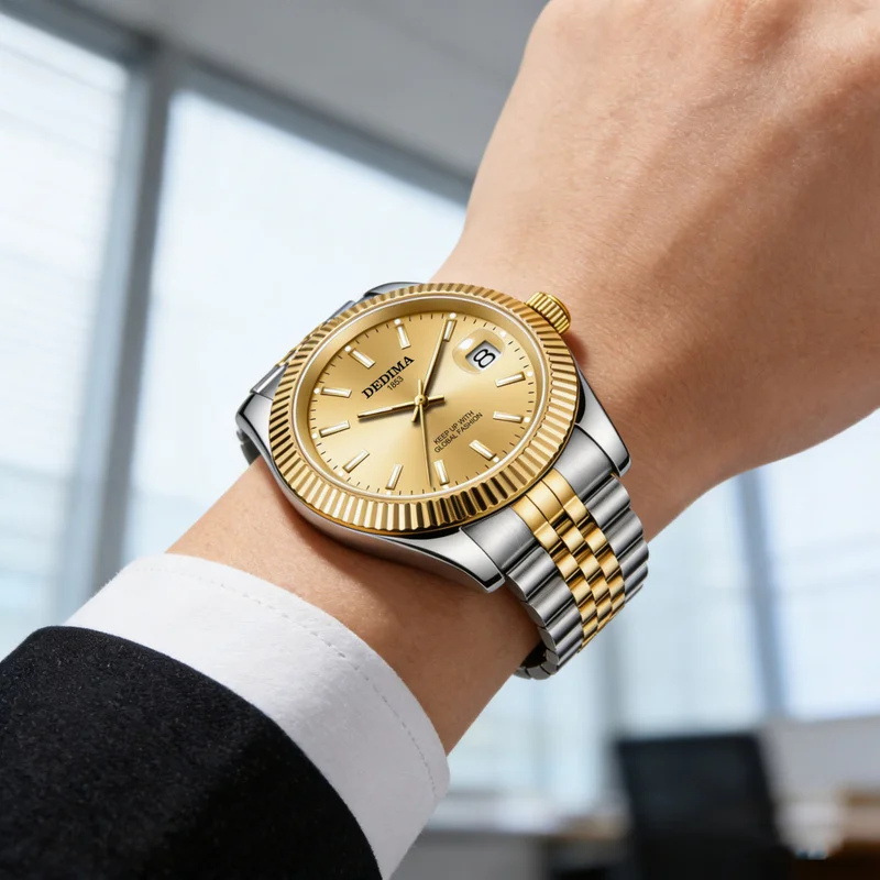 Fashion Couple Watches Quartz Men Women Watch Calendar Steel Strap Waterproof Luminous Ladies Male Wristwatch For Daily Wear