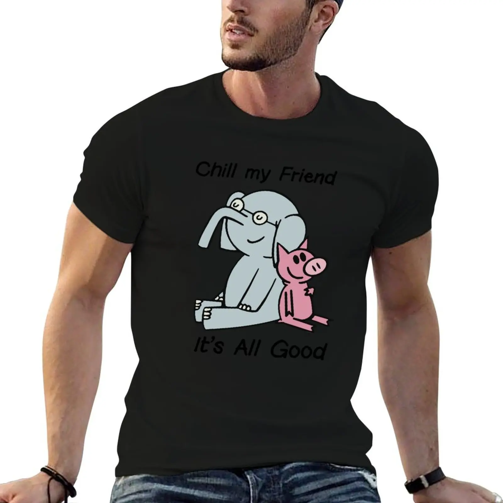 elephant and piggie 3 T-Shirt shirts graphic tee topping hippie clothes T-shirts for men cotton