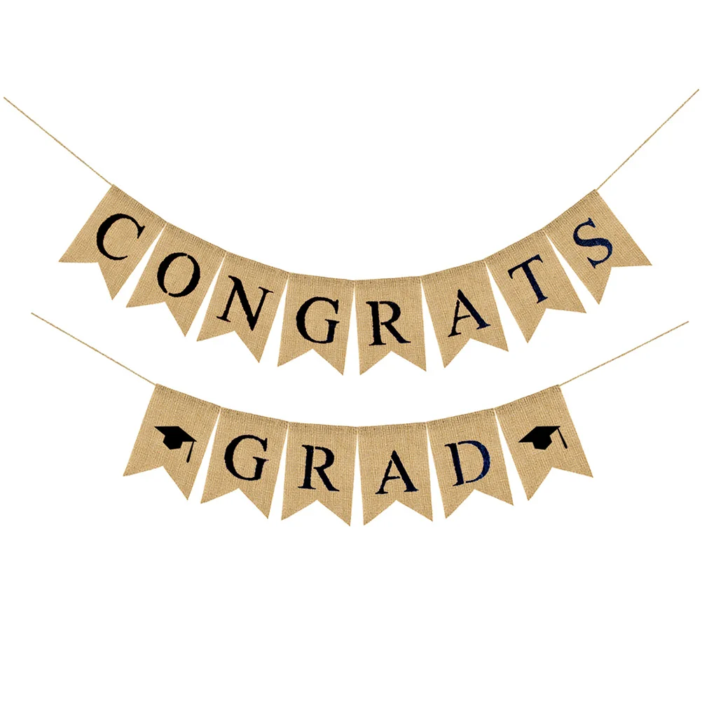 

Graduation Banner Garland Decorations Burlap Linen Hanging Flag Party Decoration For Ceiling Wall Window Door Outdoor