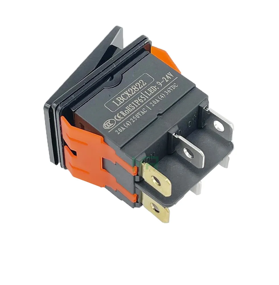 High-End Quality KCD4 Metal Square Waterproof Rocker Switch 2no2nc 4/6 Pins 20A Electrical equipment LED Power Switch 12V24V220V