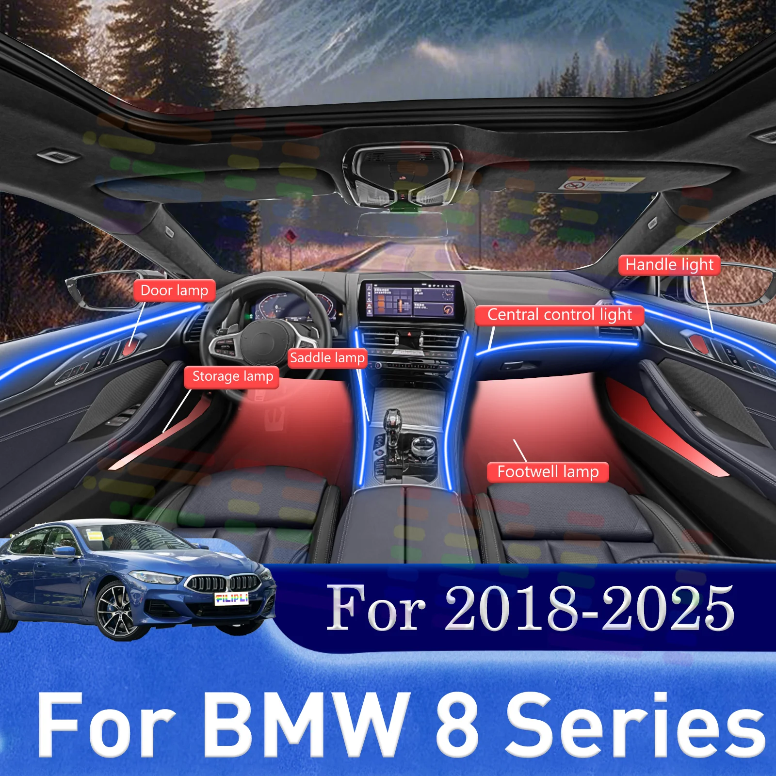 

For BMW 8series G14 G15 G16 G77 Make New Year’s Eve Drives More Festive with Hidden LED Light Strips for Car Interiors