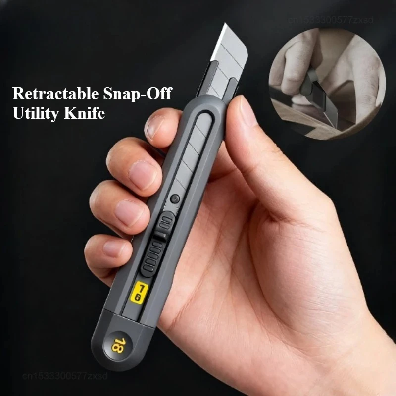 Couteau utilitaire rétractable à lame cassable 18 mm/9 mm, lames en acier à haute teneur en carbone, coupe-boîte, coupe automatique, ouvre-colis, bureau
