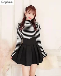 Dophee Original Landmine Series Macaron Skirt Solid Black High Waist A-line Cute Girls Shorts Skirts Women Plus Size S-4XL 5XL