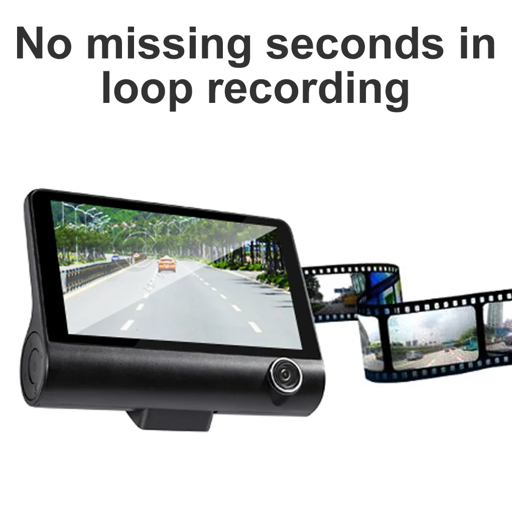 4 0 Inch LCD Screen HD Dash Cam with 3 Lens Night View Wide Angle Cameras Motion Detector