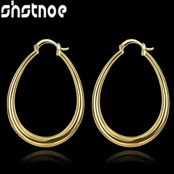 Hot fine 18K gold plated 44MM hoop earrings 925 Sterling Silver for woman high quality Fashion party Jewelry Christmas Gifts