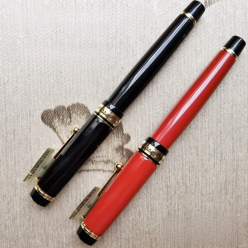 18K Gold Nib Japanese Vermilion Lacquer PILOT Fountain Pen with Hard Rubber Barrel Perfect for Gift-giving Calligraphy Practice