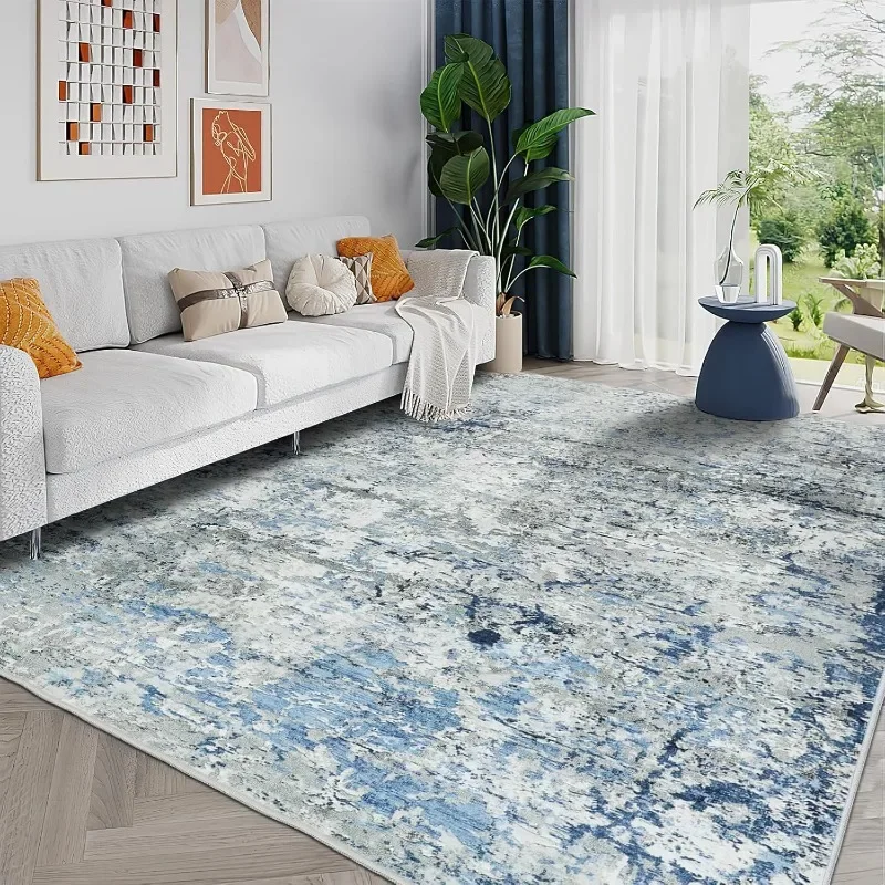 

Anti-Slip Backing Washable Rug,Stain Resistant Modern Abstract Large Area Rug,Ultra-Thin Room Decor Rugs