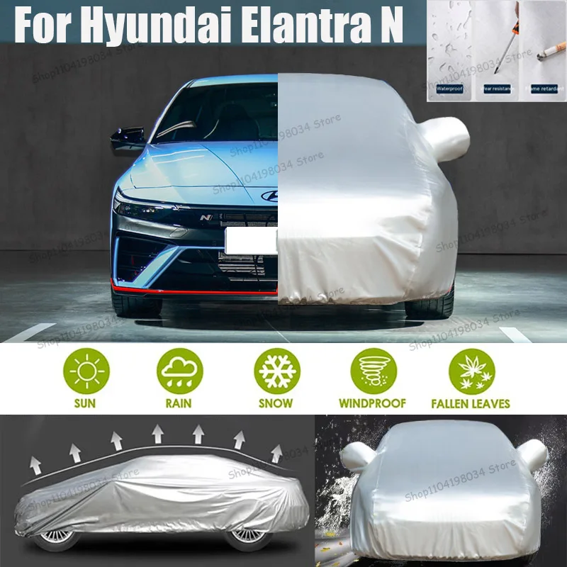 

For Hyundai Elantra N Auto Anti snow Anti dust Sunscreen Anti-uv Anti peeling paint And Anti Rainwater 210t car cover Car cover