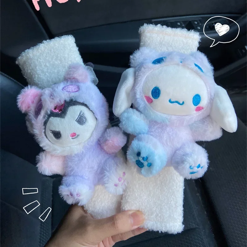 Sanrioed Cinnamoroll Hello Kitty Kuromi Car Seat Belt Protector Cartoon Style Car Shoulder Pads Car Interior Cute Decorations