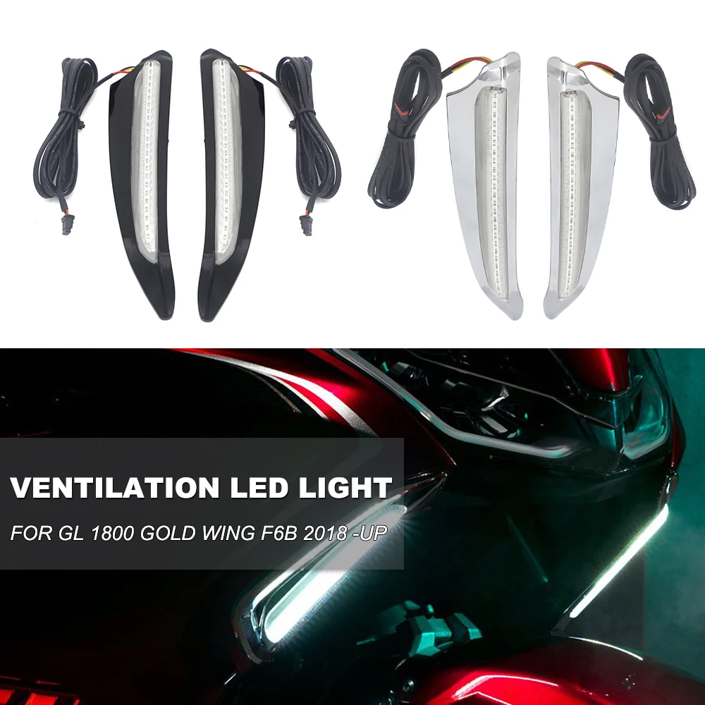 

NEW GL1800 Black and Chrome Front Lighted Vent Trim LED Turn Signal Kit For HONDA GL 1800 Gold Wing F6B 2018 -UP 2019 2020 2021