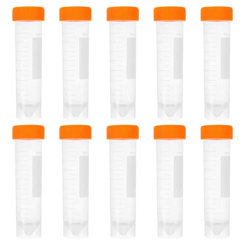

10Pcs Centrifuge Test Tubes Plastic Screw Cap 50ml Leakproof Lab Storage Scientific Experiment Vials 50 Ml Bottles with Caps