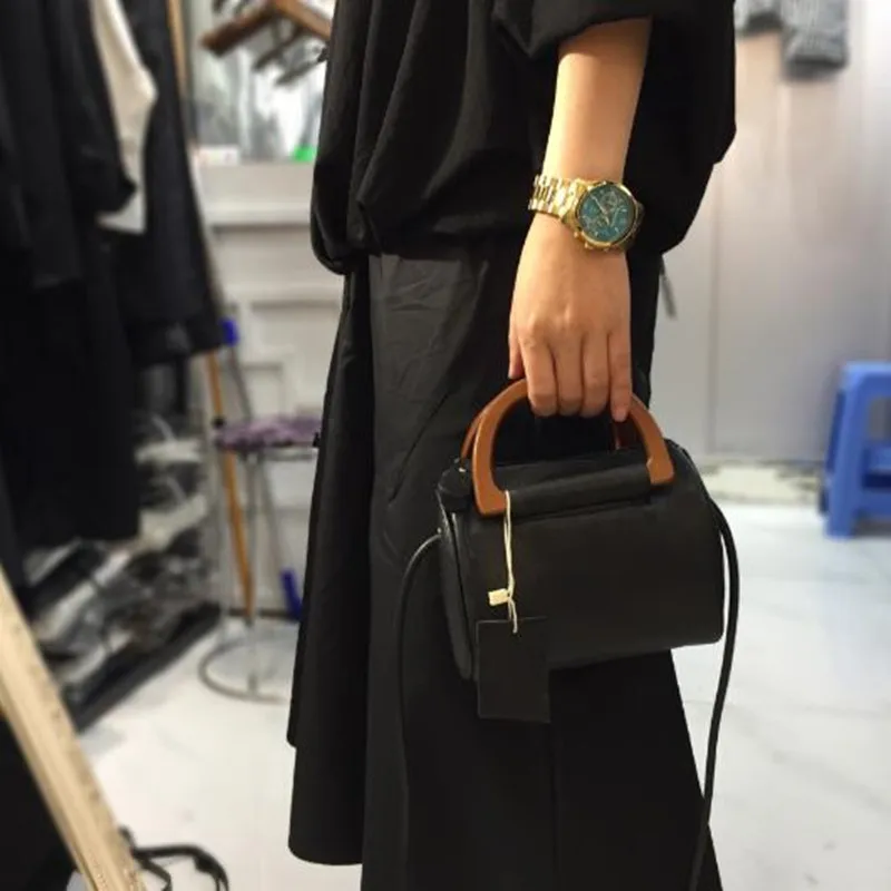 

Vintage leather wood handle Plant tanned sheepskin handmade casual wear Accessories Women's shoulder bag crossbody bag