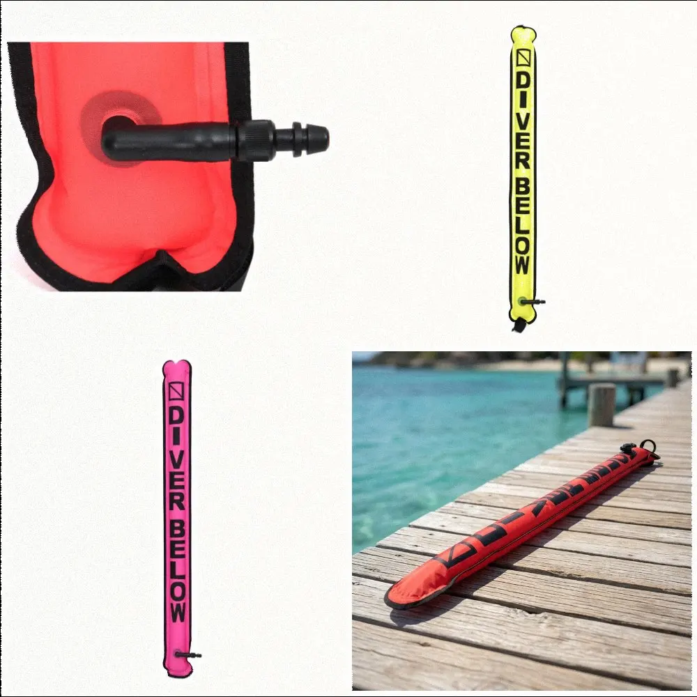 Inflatable for smb Marker Buoy for Scuba Diving with Overpressure Valve 210D Nylon Fabric and Easy Inflation System