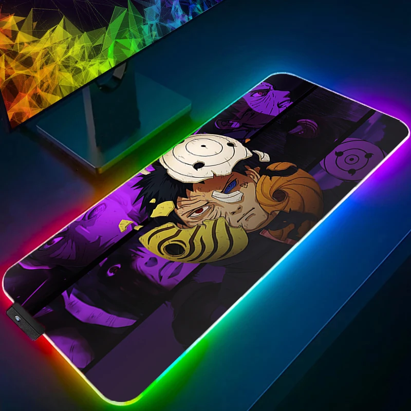 

Mouse Pad N-narutoS O-obito U-uchiha RGB Backlight Gaming Accessories Carpet Gamer Computer Keyboard Desk Mat LED XXL Mausepad