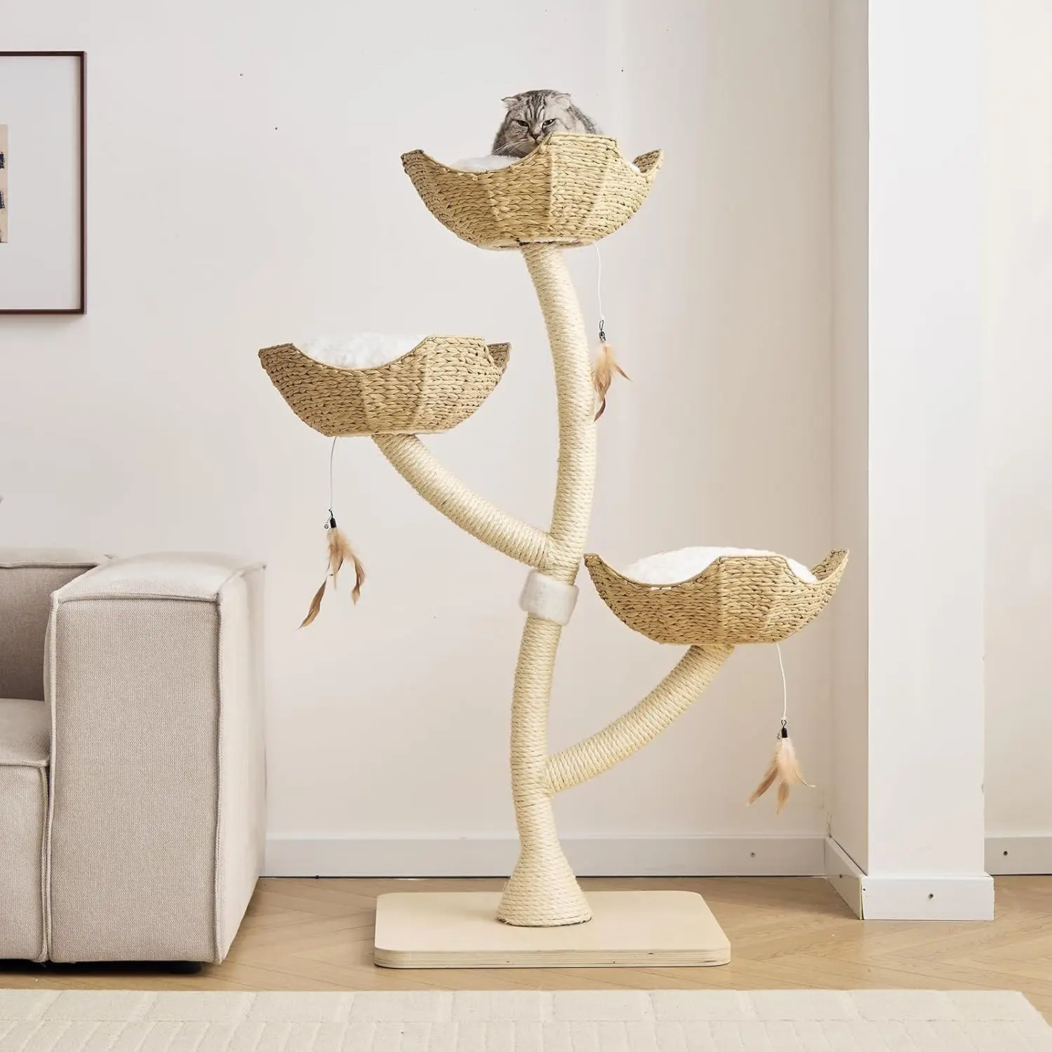 

Деревянные когтеточки-башни, плетеные корзины, коврики, домики, многофункциональная мебель, натуральные, большие, подарки