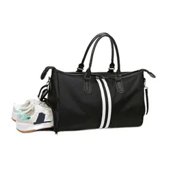 Patchwork Streep Grote Capaciteit Sporttas Waterdichte Nylon Streep Dragen Op Reis Plunjezak Crossbody Tas 'S Nachts Tas