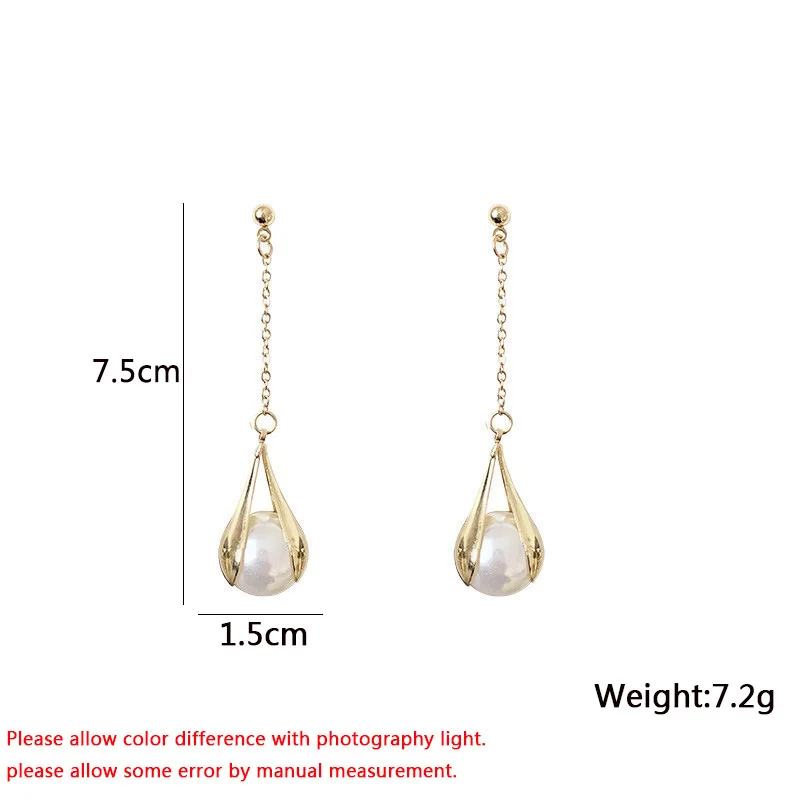 New Long Pearl Earrings for Women Tassel Earrings Simulated Pearl Pendants Dangle Earrings Korean Fashion aretes de mujer