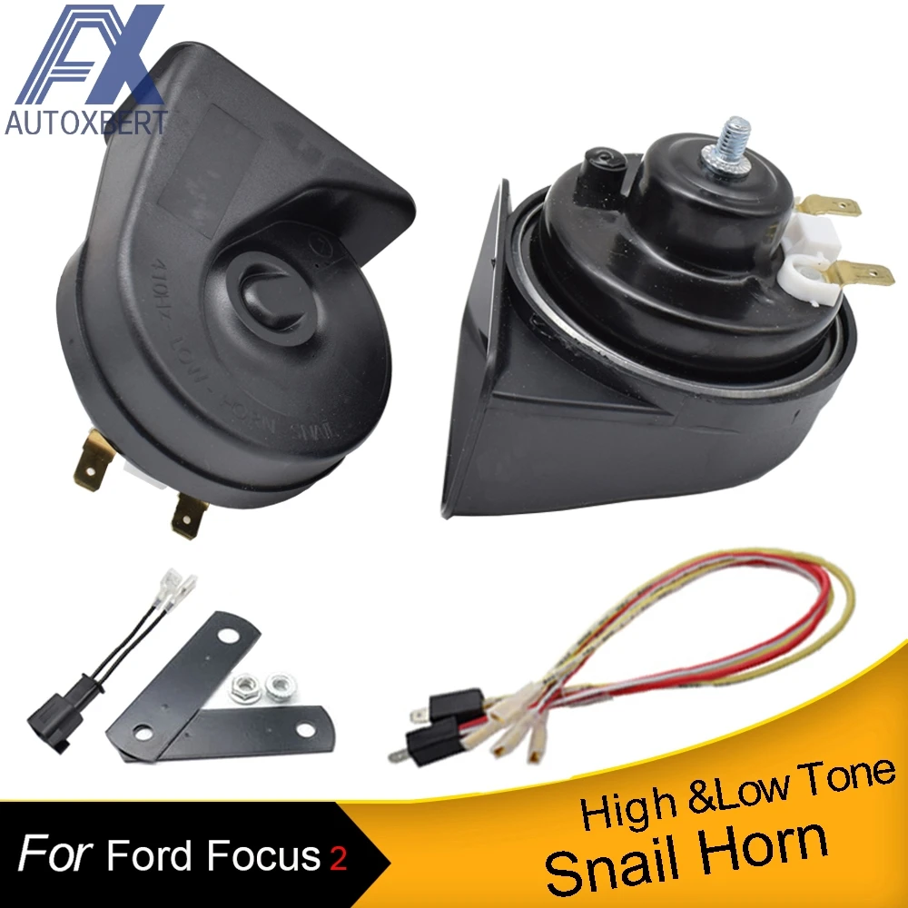 12V 125db 410/510Hz Snail Horn Dual Pitch Waterproof Auto Horns For Ford Focus MK2 2004 2005 2006 2007 2008 2009 2010 2011