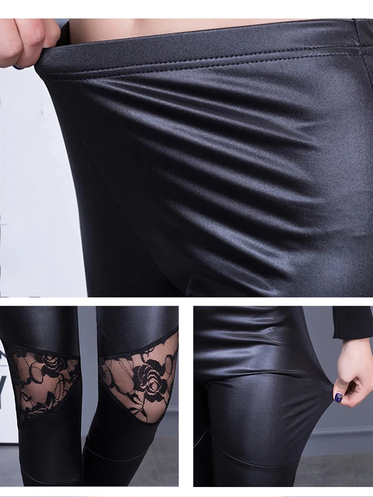 Gothic Punk Leggings Lace Skinny Stylish Sexy Trousers Women Casual Trousers Floral Style Pencil Pants