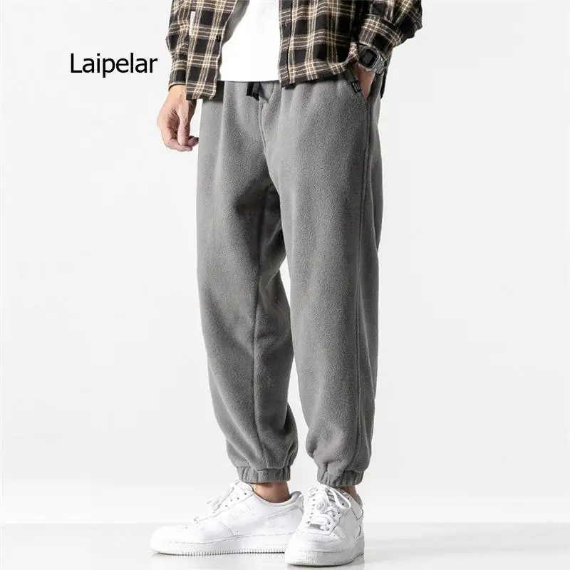 

New Loose Jogging Pants Men New Fashion Fleece Autumn Winter Warm Sweatpants Male Outdoor Straight Trousers Pantalon Hommes