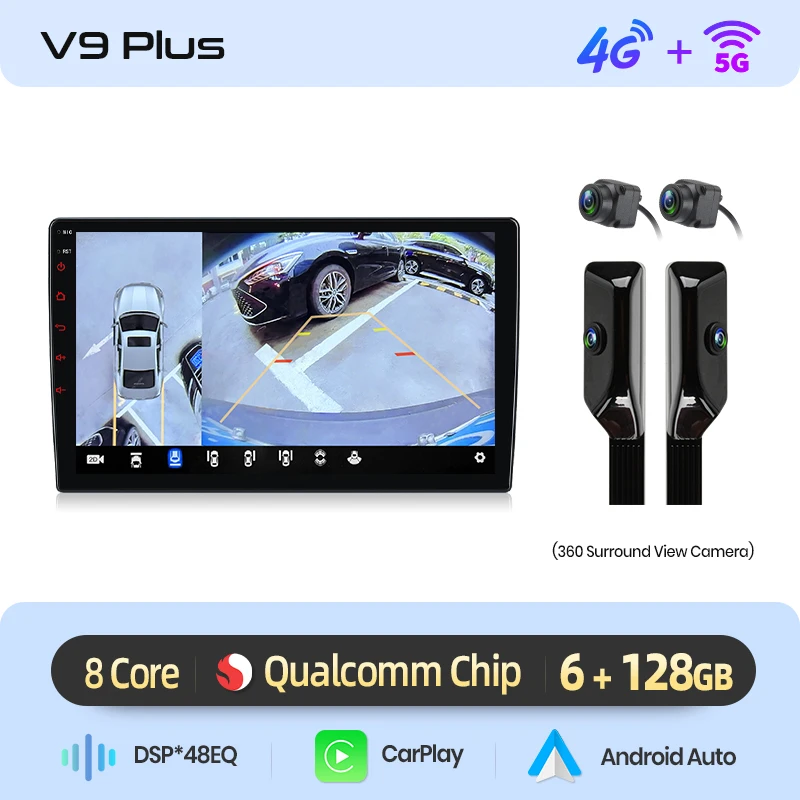 Junsun Qualcomm 8-Core 360 Camera Draadloze CarPlay Android Auto Autoradio voor Audi A4 B6 2000 2001-2009 GPS Multimedia