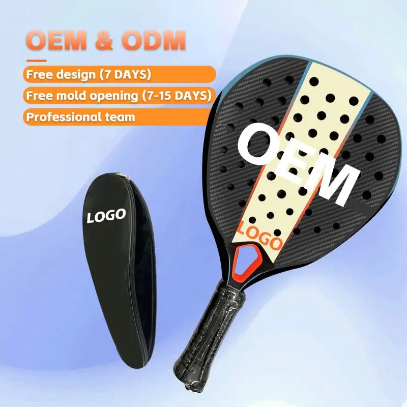 OEM/ODM Outdoor Carbon Fiber Padel Rackets Thermoformed 3K 12K 16K Sports Beach Tennis Rackets   Enthusiasts Beach Tennis