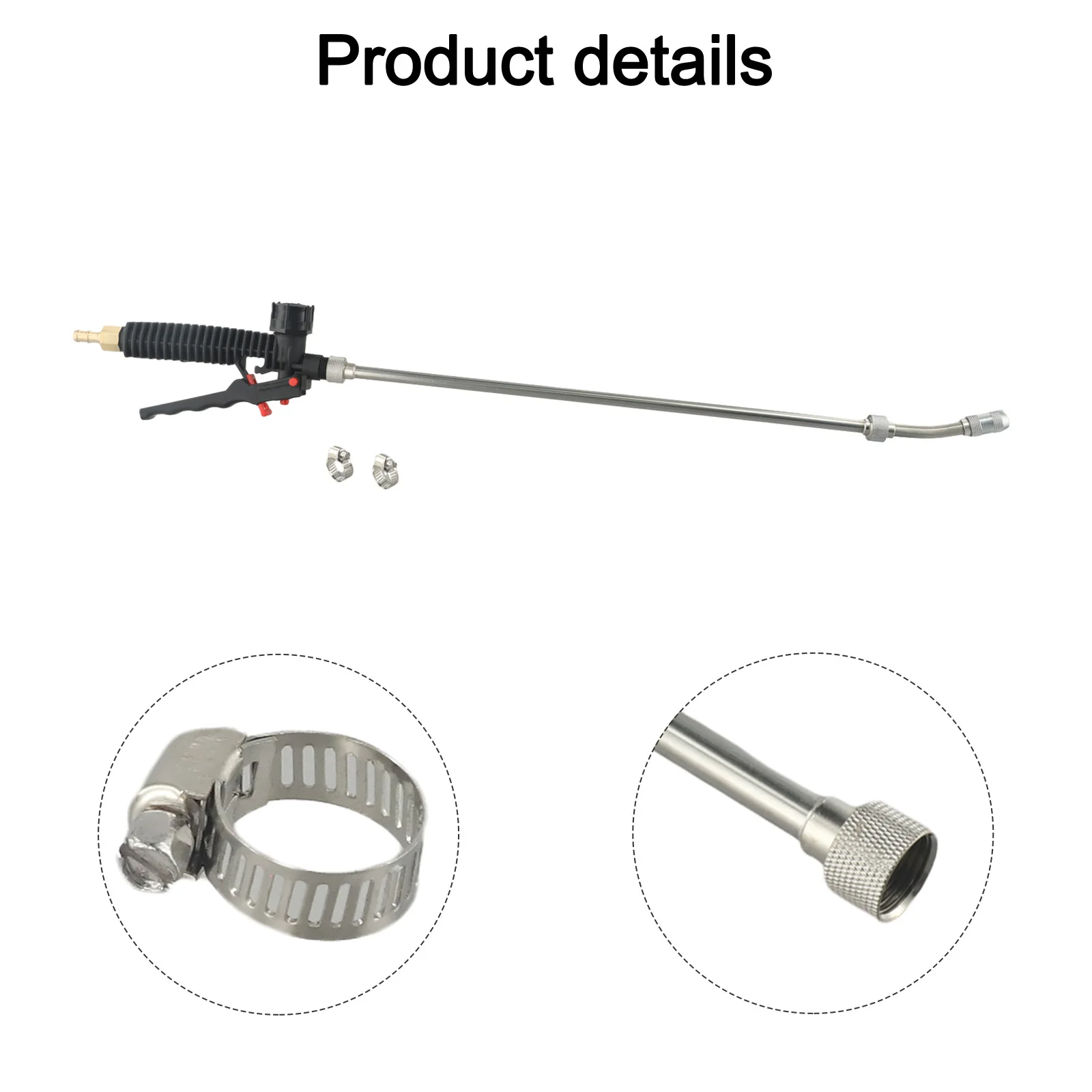 72cm 28.34inch High Pressure Sprayer Wand Secure Leak-Free Connection Stainless Steel Tube Comfortable Grip Continuous Work