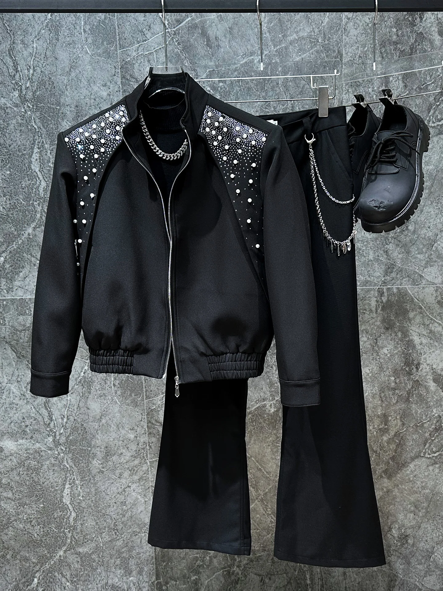 

Faionable ort Jaet for Men Heavy Bead Design Autumn Winter Korean Sle Youth Outerwear Anti-Static Treaent