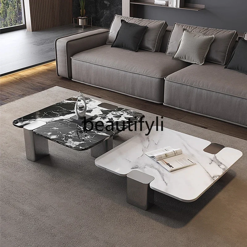 

zxItalian minimalist marble coffee table square combination coffee table